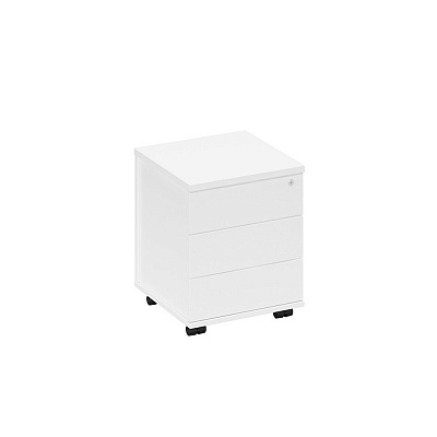 Тумба выкатная 3-х ящичная с центральным замком 460*457 Юнитекс SPACE+ / СПЭЙС+ А1 212 БП Белый Премиум