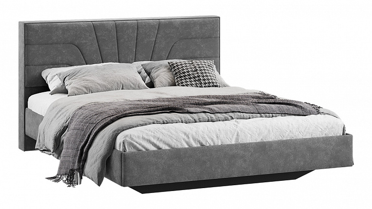 Кровать без подъемного механизма Пандора Трия Тип 1 Велюр Brut Grey 16 1600x2000