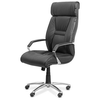 Кресло для руководителя Юнитекс Олимп MK G кожа 680*765 Ol/B/MK/G/NL53/k Черная
