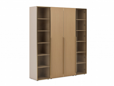 Шкаф комбинированный для документов Directoria Moder АУРУС / AURUS (двери шпон/стекло) Кофейный орех