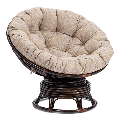 Кресло-качалка Папасан/Papasan (W 23/01 B) с подушкой Античный черно-коричневый / Меланж