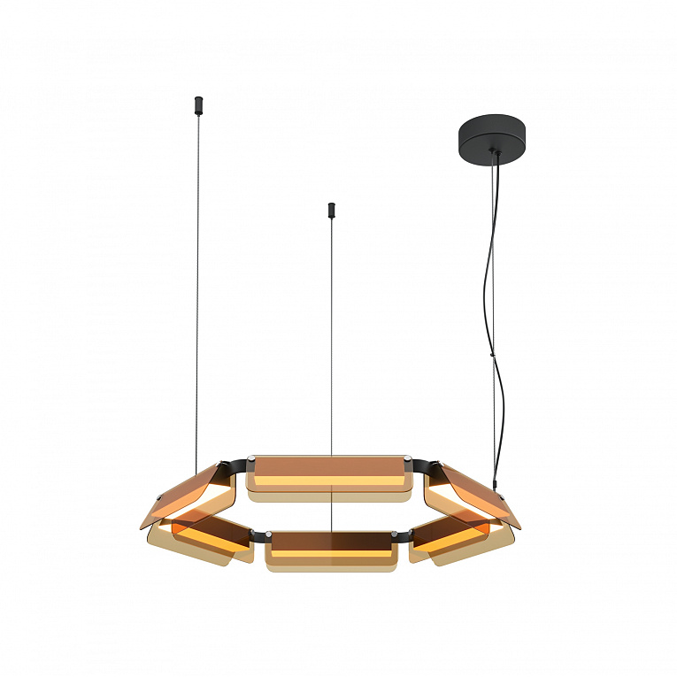 Подвесная люстра Maytoni Flat / Флет Черный, Янтарный MOD296PL-L40BC3K