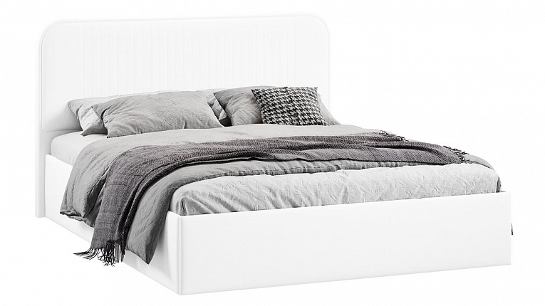 Кровать с подъемным механизмом Тиффани Трия Тип 1 с заглушиной Экокожа белая Polo 1400x2000