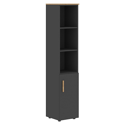 Шкаф-колонка с глухой малой дверью Skyland ФОРТА (Forta) FHC 40.5(R) Черный Графит / Дуб Гамильтон