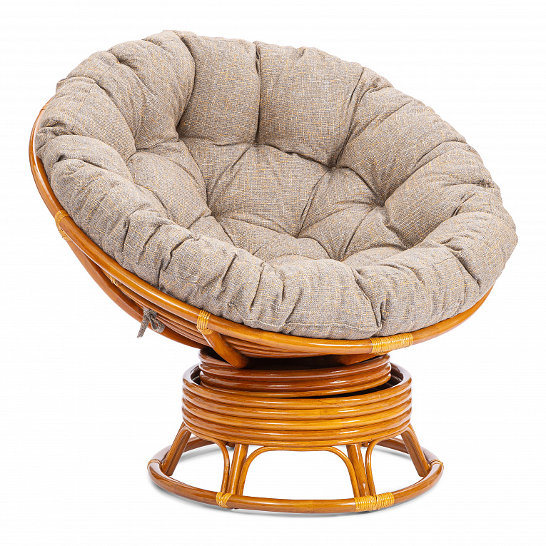 Кресло-качалка Папасан/Papasan (W 23/01 B) с подушкой Cognac (коньяк) / Меланж
